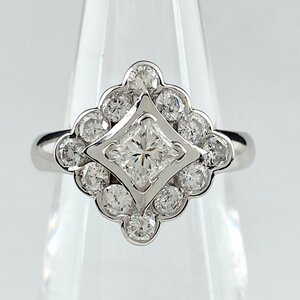 メレダイヤ デザインリング プラチナ 指輪 リング 7.5号 Pt900 ダイヤモンド レディース 【中古】