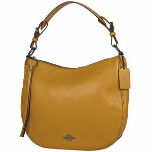  Coach COACH Logo shoulder bag one shoulder fringe shoulder bag leather yellow 35593 lady's [ used ]