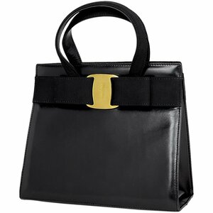 サルヴァトーレフェラガモ Salvatore Ferragamo ヴァラリボン ロゴ 手提げ ハンドバッグ レザー ブラック 4178 レディース 【中古】