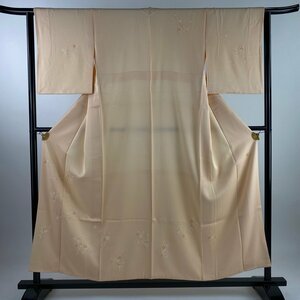 付下げ 身丈155.5cm 裄丈63cm S 袷 落款 紅白梅 薄オレンジ 正絹 美品 秀品 【中古】