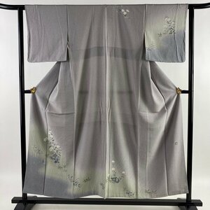 訪問着 身丈153cm 裄丈62cm S 袷 落款 菊 霞 灰紫 正絹 美品 秀品 【中古】