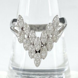 メレダイヤ デザインリング プラチナ 指輪 リング 18号 Pt900 ダイヤモンド メンズ 【中古】