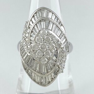 メレダイヤ デザインリング プラチナ 指輪 リング 14.5号 Pt900 ダイヤモンド レディース 【中古】