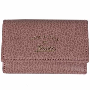 グッチ GUCCI ロゴ 6連キーケース キーホルダー キーフック 3544990416 キーケース レザー ピンク レディース 【中古】