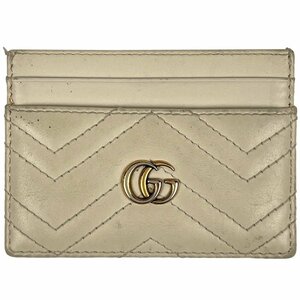 グッチ GUCCI GGマーモント カードケース レザー アイボリー 443127 レディース 【中古】