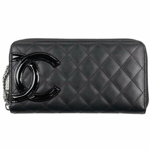 シャネル CHANEL カンボンライン 長財布 ココマーク ラウンドファスナー 長財布 レザー ブラック A46647 レディース 【中古】