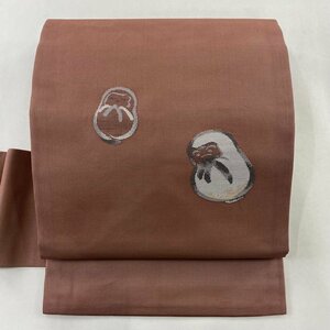 名古屋帯 美品 秀品 夏帯 紗 だるま 濃ピンク 正絹 【中古】