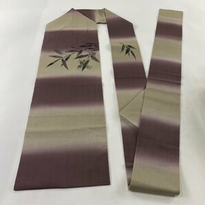 名古屋帯 秀品 夏帯 笹 短冊 金銀彩 紫 正絹 【中古】の画像5