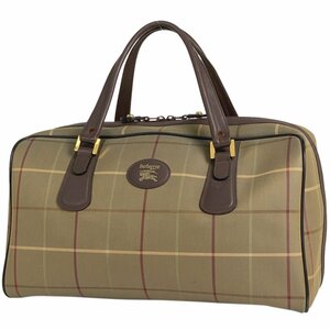 バーバリー BURBERRY ロゴ ボストンバッグ ハンドバッグ チェック柄 ボストンバッグ キャンバス ブラウン マルチカラー レディース 中古