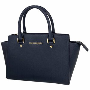 マイケルコース Michael Kors ロゴ ハンドバッグ 2WAY ショルダーバッグ トートバッグ レザー ネイビー レディース 【中古】