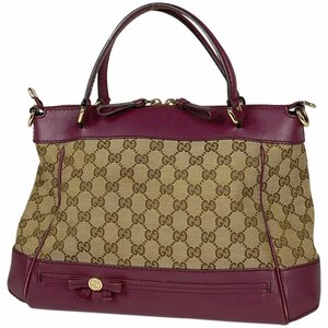 グッチ GUCCI GG柄 ハンドバッグ 2WAY ショルダーバッグ ハンドバッグ GGキャンバス ベージュ ボルドー 269894 レディース 【中古】