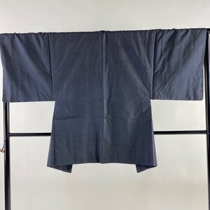 男着物 身丈88cm 裄丈68cm L 羽織 亀甲絣 紺色 正絹 美品 優品 【中古】