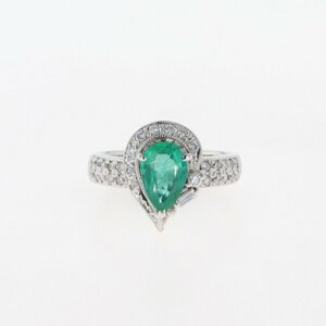  emerald te The Yinling g platinum mere diamond ring ring 12 number Pt900 emerald diamond lady's [ used ]