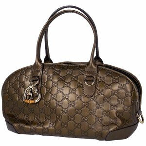 グッチ GUCCI ハートビット ハンドバッグ 2WAY ショルダーバッグ GG柄 ハンドバッグ シマレザー ブラウン 269955 レディース 【中古】