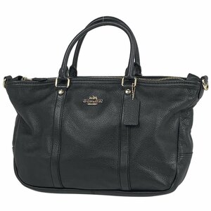 コーチ COACH ロゴ ハンドバッグ トートバッグ ハンドバッグ レザー ブラック F55662 レディース 【中古】