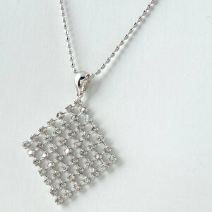 メレダイヤ デザインネックレス WG ホワイトゴールド ペンダント ネックレス K18 WG ダイヤモンド レディース 【中古】