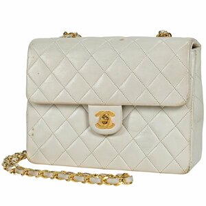 シャネル CHANEL マトラッセ シングルフラップ チェーン ショルダーバッグ ココマーク レザー ホワイト A01163 レディース 【中古】