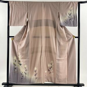 付下げ 身丈155cm 裄丈62.5cm S 袷 菊 金銀彩 ぼかし 薄紫 正絹 秀品 【中古】