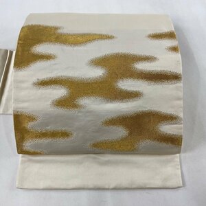 名古屋帯 優品 霞 箔 クリーム 正絹 【中古】