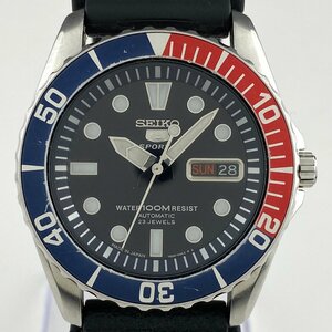 【ジャンク品】セイコー SEIKO 5スポーツ 裏スケ 青×赤 ペプシ 腕時計 自動巻き 【中古】