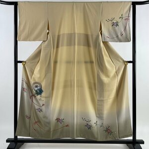 訪問着 身丈156cm 裄丈63cm S 袷 童 桜 金銀彩 ぼかし ベージュ 正絹 優品 【中古】