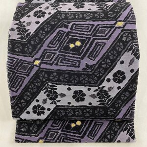  double-woven obi beautiful name of product goods . flower . what .. purple six through silk [ used ]