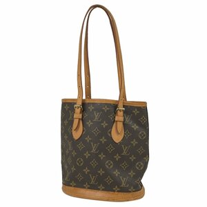 ルイ・ヴィトン Louis Vuitton プチ バケット PM ショルダーバッグ バケツ型 トートバッグ モノグラム ブラウン M42238 レディース 中古