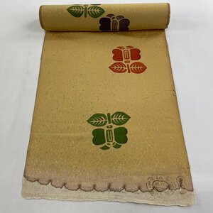 反物 優品 羽尺 羽織 和装コート 草花 ベージュ 正絹 【中古】