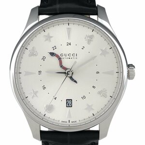 グッチ GUCCI Gタイムレス GMT 126.3 YA126332 腕時計 SS レザー 自動巻き シルバー メンズ 【中古】