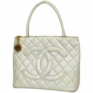 シャネル CHANEL 復刻トート ハンドバッグ ココマーク キャビアスキン ホワイト A01804 レディース 【中古】