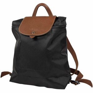 ロンシャン Longchamp ル ブリアージュ オリジナル M バックパック リュック ナイロンキャンバス ブラック ブラウン レディース 【中古】