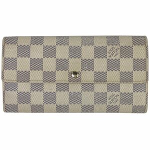 ルイ・ヴィトン Louis Vuitton ポルトフォイユ サラ 札入れ 小銭入れ 長財布 ダミエアズール ホワイト N61735 レディース 【中古】