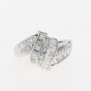 メレダイヤ デザインリング プラチナ 指輪 リング 19号 Pt900 ダイヤモンド メンズ 【中古】
