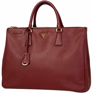 【在庫一掃】 プラダ PRADA ガレリア ハンドバッグ ロゴプレート ハンドバッグ サフィアーノレザー レッド 【中古】