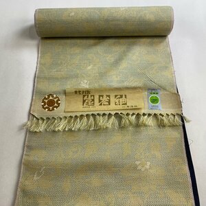 反物 秀品 紬 花唐草 黄土色 正絹 【中古】