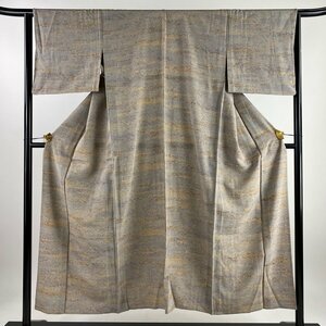 小紋 身丈150cm 裄丈64cm M 単衣 霞 幾何学模様 灰紫 正絹 美品 秀品 【中古】