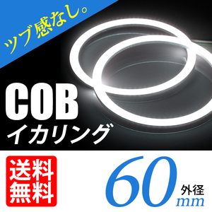 COB イカリング/白/ホワイト/2個/60mm/ヘッドライト加工 プロジェクター ウーハーに/ネコポス 送料無料