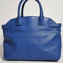 美品 フルラ トートバッグ 本革 シボ革 シュリンクレザー FURLA ブルー 青 ビジネスバッグ ブリーフケース メンズ 大容量 仕事 A4可 肩掛け_画像3