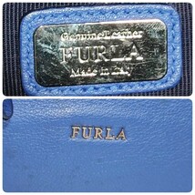 美品 フルラ トートバッグ 本革 シボ革 シュリンクレザー FURLA ブルー 青 ビジネスバッグ ブリーフケース メンズ 大容量 仕事 A4可 肩掛け_画像10