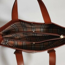 美品 希少 バーバリー トートバッグ ノバチェック 本革 シボ革 レザー BURBERRY ビジネス ブリーフケース メンズ 大容量 仕事 A4可 肩掛け_画像10