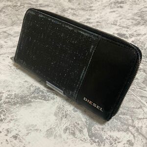 DIESEL ブラック　レザー長財布