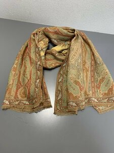 １円〜　ETRO　エトロ　ストール　ベージュ　ペイズリー　ウール　シルク　C1913