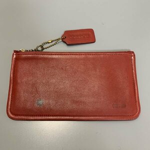 １円〜　COACH　コーチ　ポーチ　赤　レザー　C1811