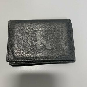 １円〜　CK　カルバンクライン　名刺入れ　カードケース　黒　レザー　C1810