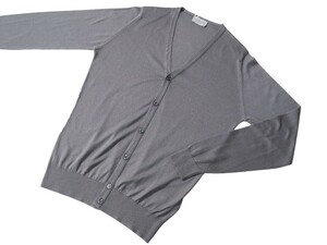  メンズ M ジョンスメドレー 最高級コットン カーディガン WHITCHURCH COBBLE GREY JOHN SMEDLEY イギリス製★