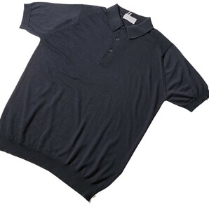 メンズ L ジョンスメドレー 最高級コットンウール混 ポロシャツ S4507 ネイビー 消臭効果も兼ねた汎用性の高いニットポロシャツ★同梱不可の画像1