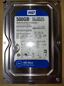 500GB 内蔵型 3.5インチ SATAハードディスク WD5000AZLX 896回 10304時間 HDD WesternDigital 正常 中古品