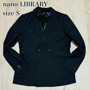 【美品】ナノユニバースライブラリー　ダブルテーラードジャケット　ネイビー　S ブレザー 紺ブレ
