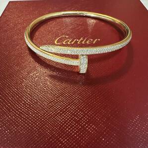 国内正規 美品 cartier カルティエ ジュストアンクル パヴェ ダイヤ ブレスレット 20 YG 36g の画像1