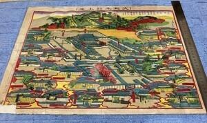 2402m261/絵地図・天理教大和本部・明治35年発行（全図）珍しいもの39×53㎝・/佐川急便60サイズ/